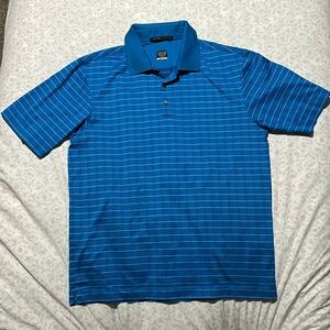 Tiger Woods Collection Men's Golf Polo Shirt Sz M Blue Striped